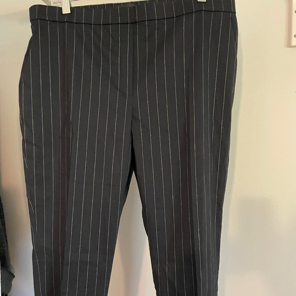 Theory Pinstripe Pull-On Linen Pants | Size 14 | NEW w/tags